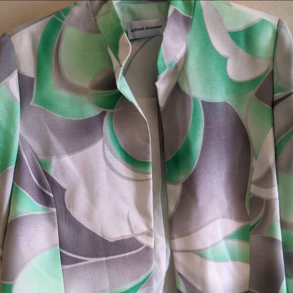 Alfred Dunner Blazer Women's Size 10 Green Gray Abstract Swing Jacket NWT Lined - Picture 9 of 11